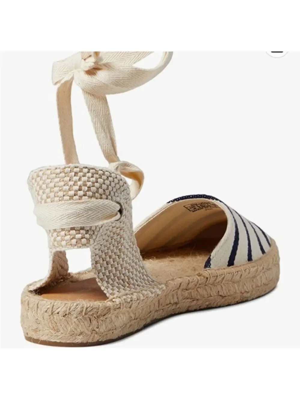 Soludos Espadrille Ankle-Tie Flats Women’s 7.5 New w/ Sticker Nautical Stripe